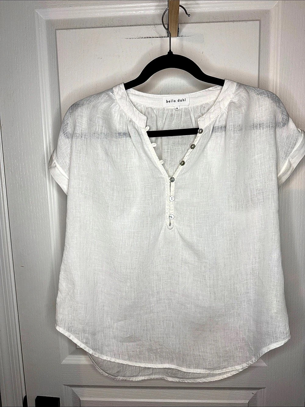 bella dahl Linen Blouse in White Size Small Like New